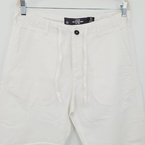 H&M LOGG. White Linen Blend High Waisted Ankle Pant - Picture 3 of 13